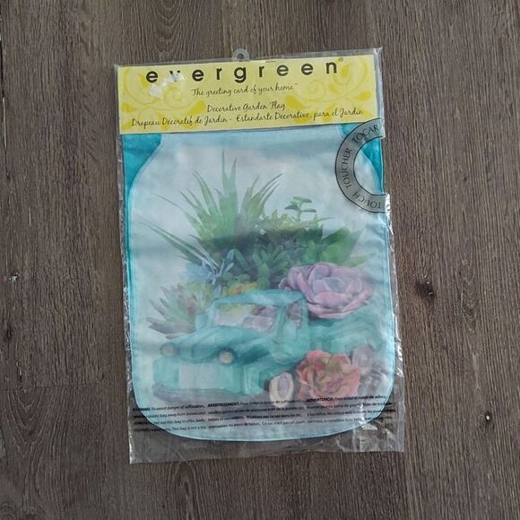 Evergreen Decorative Garden Flag - Pick Up Truck Flowers 17" × 12.5" - Picture 1 of 3